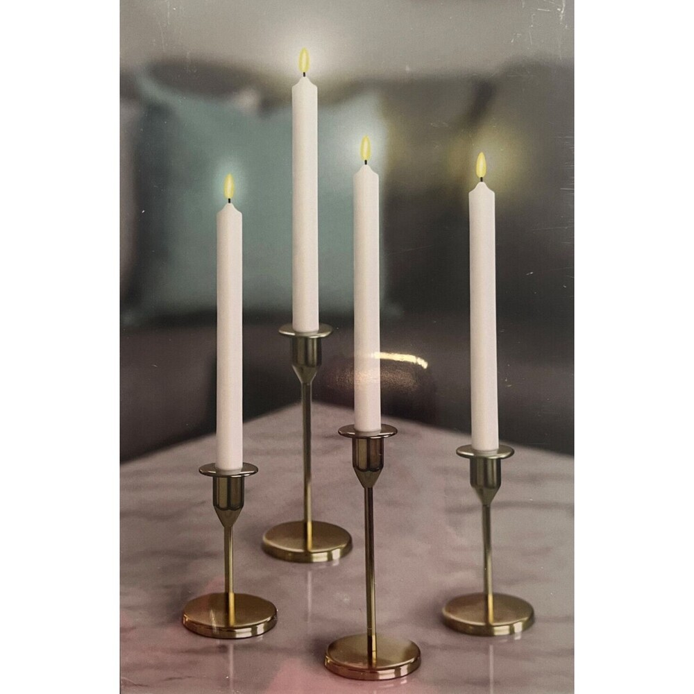Martha Stewart Flameless LED White Candles Taper 10" Battery Operated Set Of 4